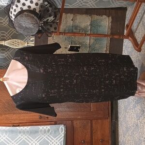 NWT. N24. Tahari Black Taupe Digital Print Cut Out V Neck panel sheath dress XL